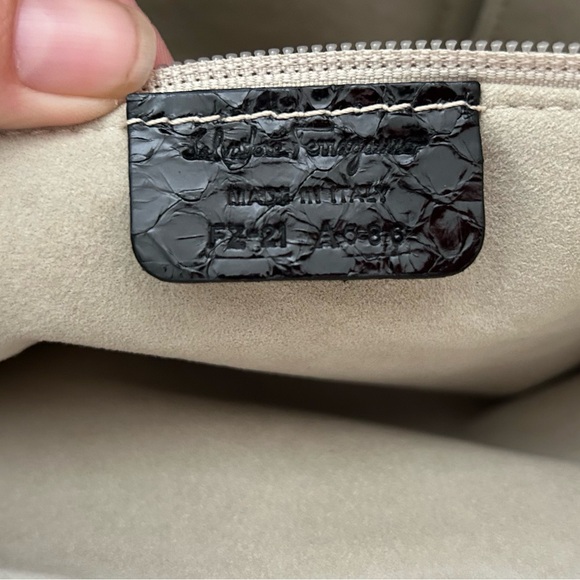 Ferragamo black snakeskin leather oversized clutch w/ silvertone chainmail - Picture 13 of 14